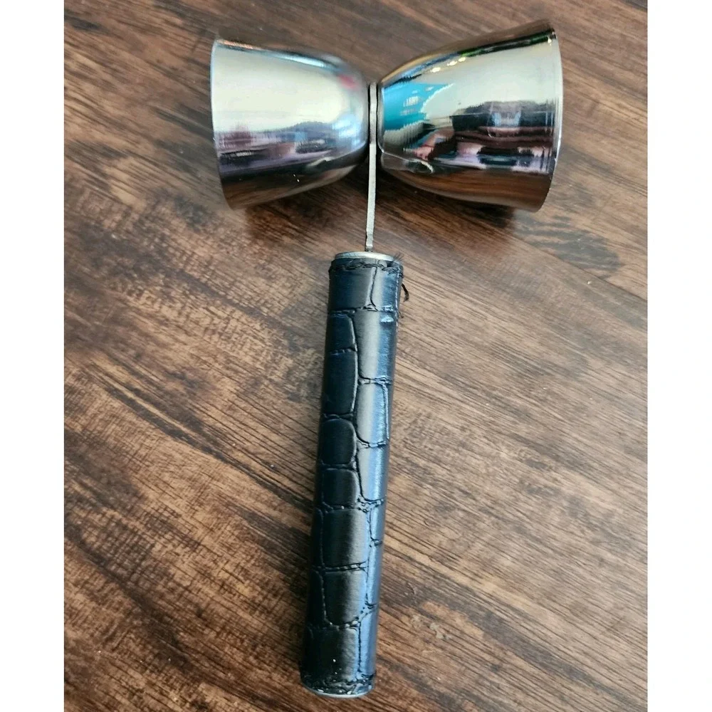Vintage 3 Piece Bar Tool Set Jigger Strainer Bottle Opener Black Golf Club Grip